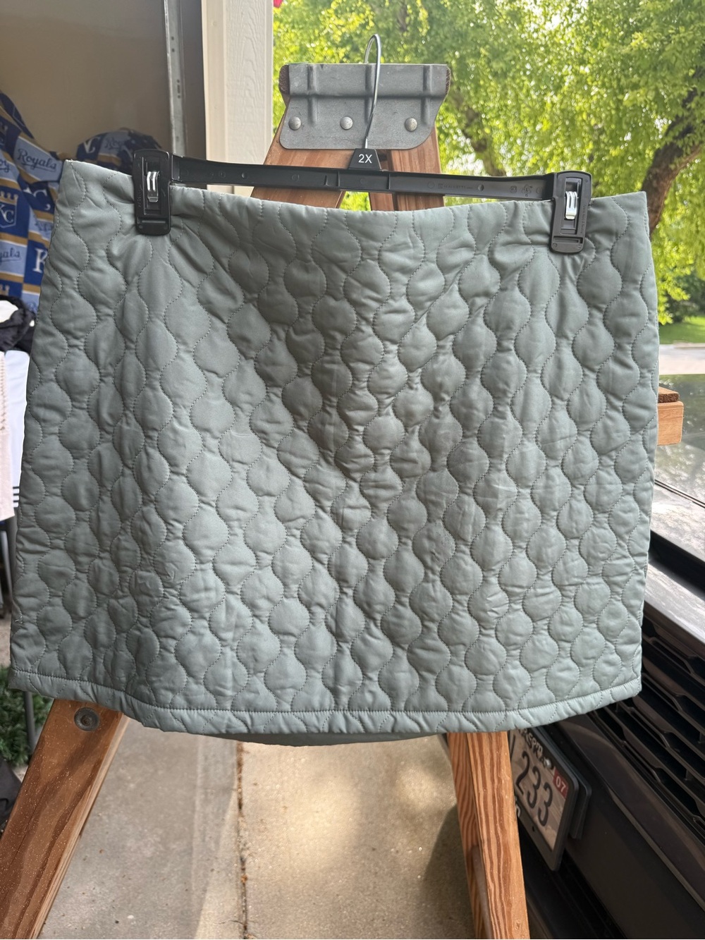 Quilted Mini Skirt in Sage Green